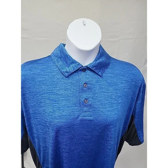The Foundry Supply Co Men's 3XLT Polo Shirt Blue And Heather Grey Polyester - Picture 2 of 7